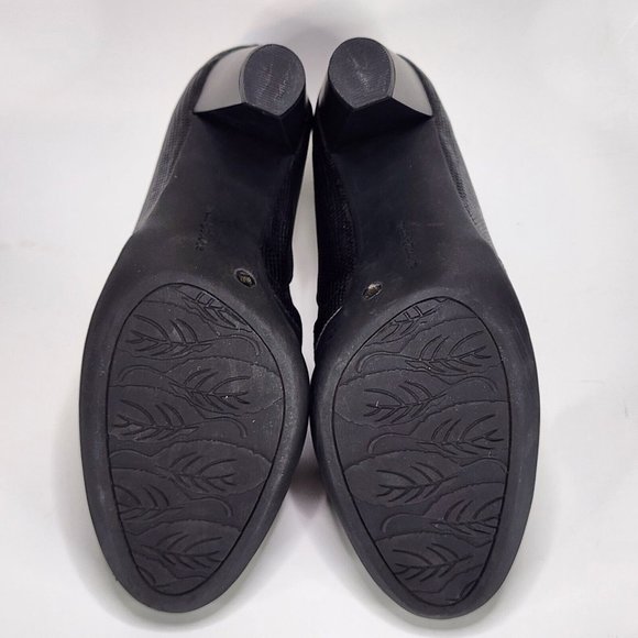 Nuture Boots Womens Size 8.5  Black Leather Suede Sexy Chunky Heel Ankle Booties - Picture 10 of 12